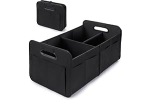 HIRALIY Car Trunk Organizer, Car Storage, Reinforced Handles, Foldable Multi-Compartment Car Organizers, Suitable for Any Car, SUV, Mini-Van, Black