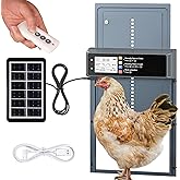 NyPots Automatic Chicken Coop Door Solar Powered with Timer &amp; Light Sensor | Automatic Chicken Door with LCD Display, Solar Chicken Coop Door with Remote Control, Anti-Pinch Function &amp; Made of Al-Alloy