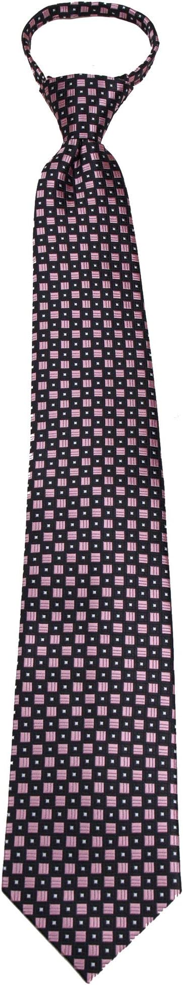 ZIP-12397 - Mens Pink Pattern Designer Zipper Zip Up Necktie Ties