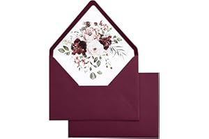 PONATIA 50PCS A7 Euro Flap Envelopes, 5.25 x 7.25'' Liner Envelope For 5x7'' Weddings Invitation Cards, Christmas Gift Cards,