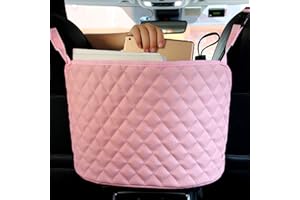 Maylai Purse Holder for Car Durable Pu Leather Car Net Pocket Handbag Driver Storage Netting Pouch Seat Back Net Bag Backseat Pet Kids Barrier (Pink)