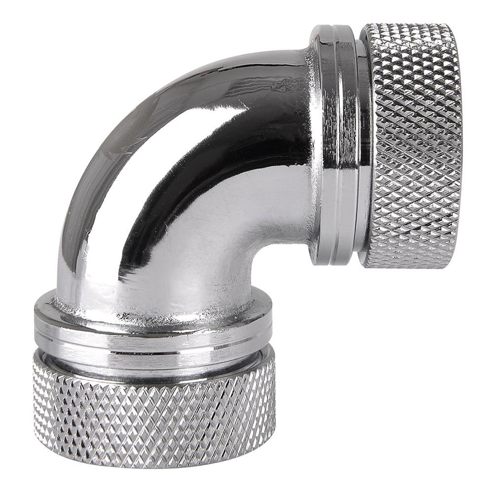 Thermaltake Pacific 16 mm G1/4 PETG Tube 90-Degree Dual Compression OD - Chrome