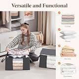 Lifewit 3 Pack Clothes Storage Bags 60L Foldable with Window Grey view 6