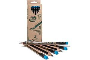KOALA TOOLS | Bear Claw Pencils 1-Pack (6 Pencils) - Fat, Thick, Triangular Grip, Extra-Dark 6B Graphite Core with Eraser - Suitable for Kids, Art, Drawing, Drafting, Sketching & Shading