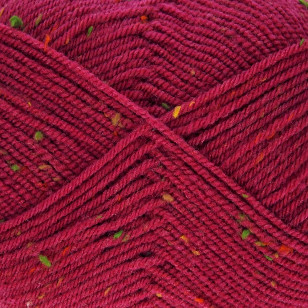 King Cole Big Value Tweed DK Yarn - 100g Ball - Premium Acrylic Wool for Knitting & Crochet - Double Knit (3324 Raspberry)