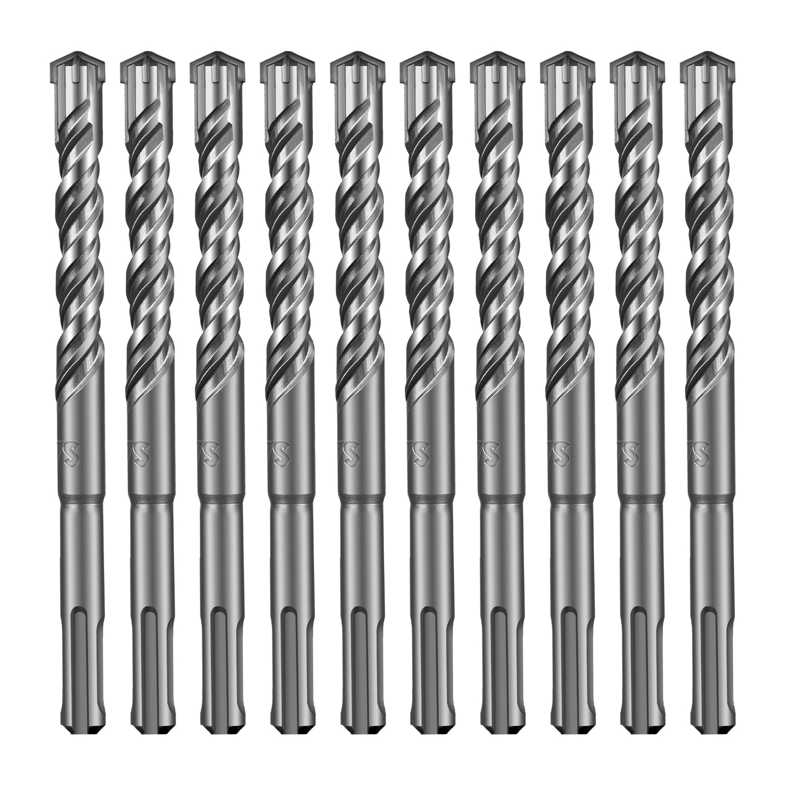 SALI 10PCS SDS Plus Rotary Hammer Drill Bit Concrete Drill Bit Kit Double Thread 4-Cutter Tungsten Carbide Tip Fully Hardened Tool for Concrete, Brick,Cement Walls,Stone 14mm x 160mm Cross Drill Bits
