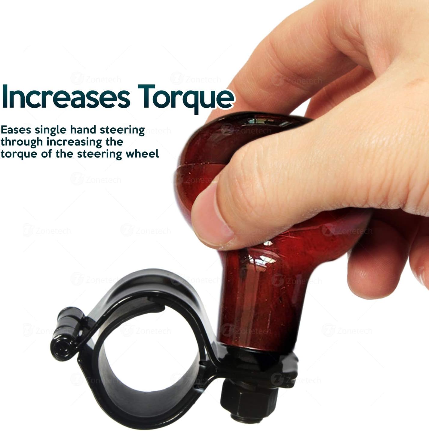 Zone Tech Woodgrain Steering Wheel Spinner Knob - Universal Fit Premium Quality Suitable for All Vehicles Steering Wheel Spinner with Power Handle for Car, SUV, Tractors, Lawn Mowers, Golf Carts: Automotive
