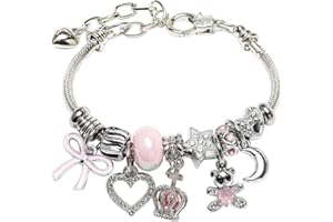 DS Charm Bracelets for girls,exquisite cute cartoon friendship Silver bracelets Stainless Steel Bangle with birthday Gift box, Adjustable girls jewelry Suitable for holiday gifts