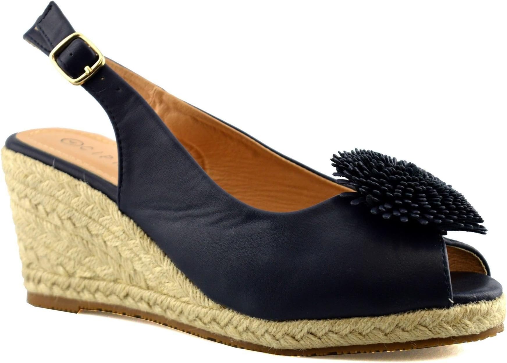 Cipriata Ladies Womens Buckle Espadrilles Mid Wedge Heel Peep Toe Sandals Shoes Size 3-8