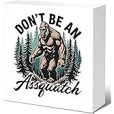 ZNGFON Funny Bigfoot Sasquatch Forest Desk Home Table Decor Sign,Camper Decor,Big Foot Sasquatch Gifts,Camping Camper Bigfoot Gifts for Women,5x5 Inch