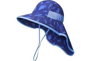 icolor Kids Sun Hat UPF50+ Sun Protection Bucket Hat Toddler Summer Beach Play Hats with Neck Flap for Girl Boy Ages 3~10
