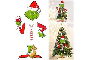 LMAZG Christmas Decorations for Tree, Grinchmas Christmas Tree Topper, Elf Head Arms and Legs Christmas Tree Ornament for Christmas Tree Decorations Holiday Party Decorations