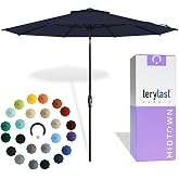 Midtown Umbrellas Swilt - 8 Ft Patio Umbrella, Navy Canopy | 10-Year-No-Fade Terylast Fabric, Swivel &amp; Tilt Mechanism, Outdoor Umbrella for Deck, Pool &amp; Porch - Black Pole