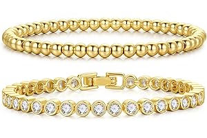Turandoss Gold Tennis Bracelets for Women - Dainty 14K Gold Plated Tennis Bracelet Personalized 3mm Cubic Zirconia Bracelets for Women Trendy | Size 6.5-7.5 Inch | Christmas Gifts for Her