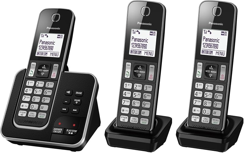 Panasonic KX-TGD623 Cordless Phone with Call Block, Digital Answering Machine,