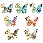 Cheriswelry 7Pcs Butterfly Enamel Charms Light Gold Alloy Floral Pendants Colorful Butterfly Dangle Charms 56x69.5x2mm for DIY Craft Necklace Earring Bracelet Jewelry Making
