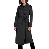 TAHARI womens Slim Fit Double-faced Soft Wool Blend Wrap Coat With Tie Belt – Long Wool Coat