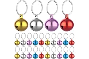Molain 24pcs Cat Bells with Keyrings- Dog Collar Bells, Training Jingle Bell Collar Pendant Pet Accessories Festival Party DIY Small Bells