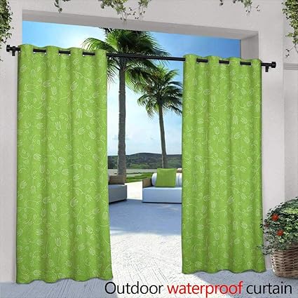 Amazon Com Green Curtains For Living Room Doodle Style Tulip