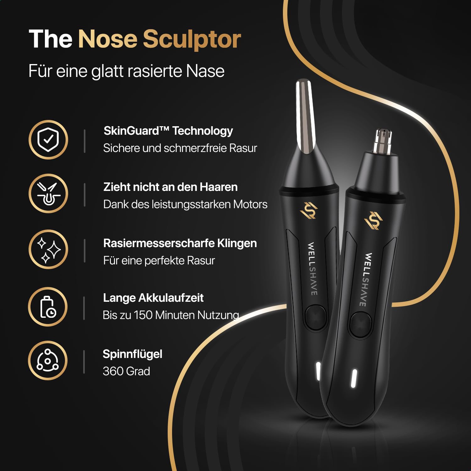 Wellshave 2 in 1 Nasenhaartrimmer - Augenbrauen- und Ohrhaartrimmer - Nasenhaarschneider - Nasenhaarentferner - Nasentrimmer - Ohrhaarentferner - Nasenrasierer 2