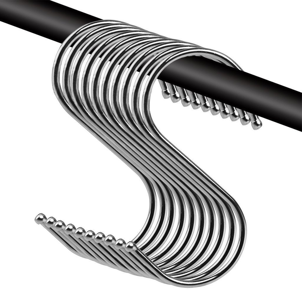 10 Pcs Metal S Shaped Kitchen Spoon Pan Pot Hanging Hooks Hangers (Large)