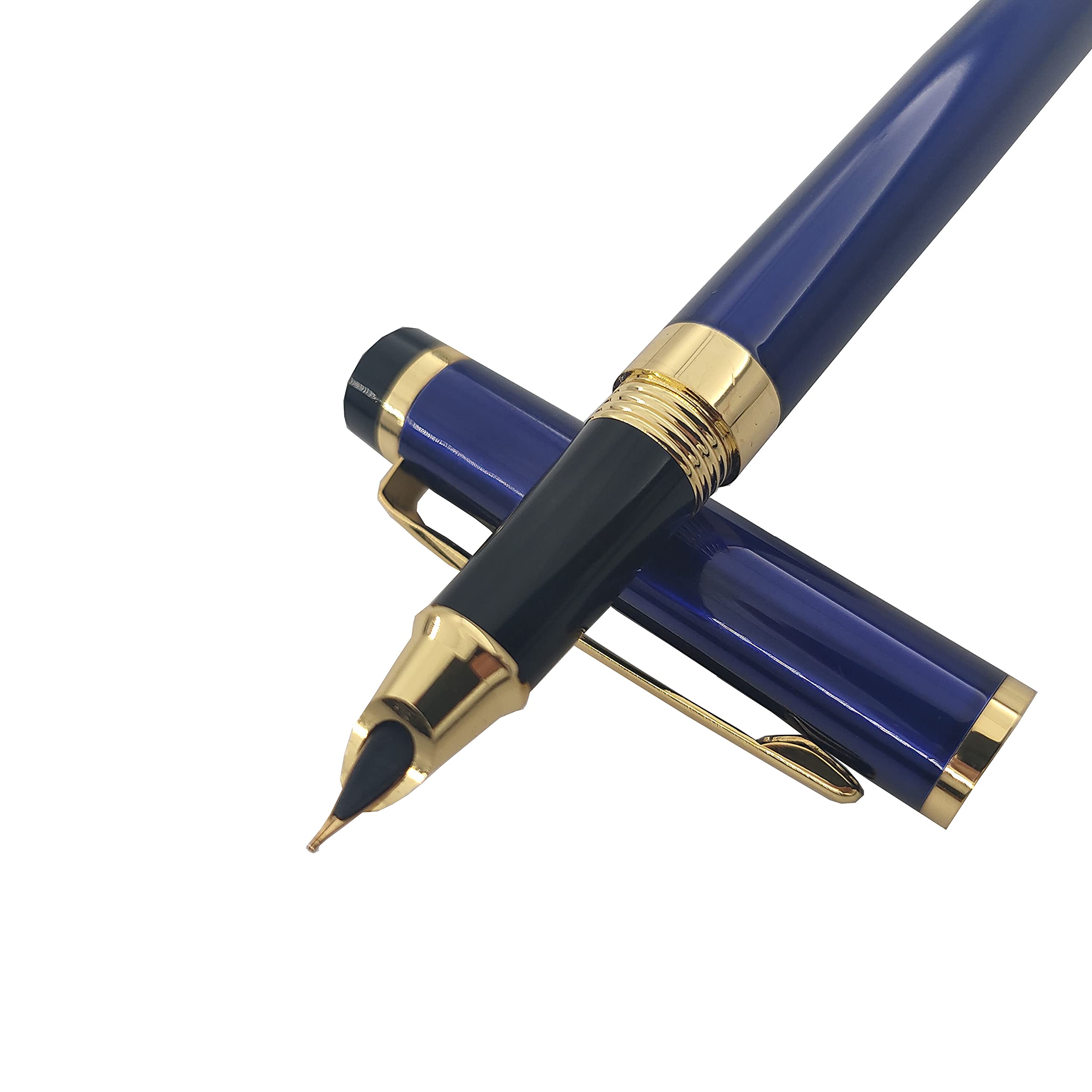 MCKhome Fountain Pen Smooth Writing Signature Pen Fine Nib Liquid Ink Fountain Pen Office Writing Fountain Pen Business Gift Fountain Pen-Gift Box (Blue)