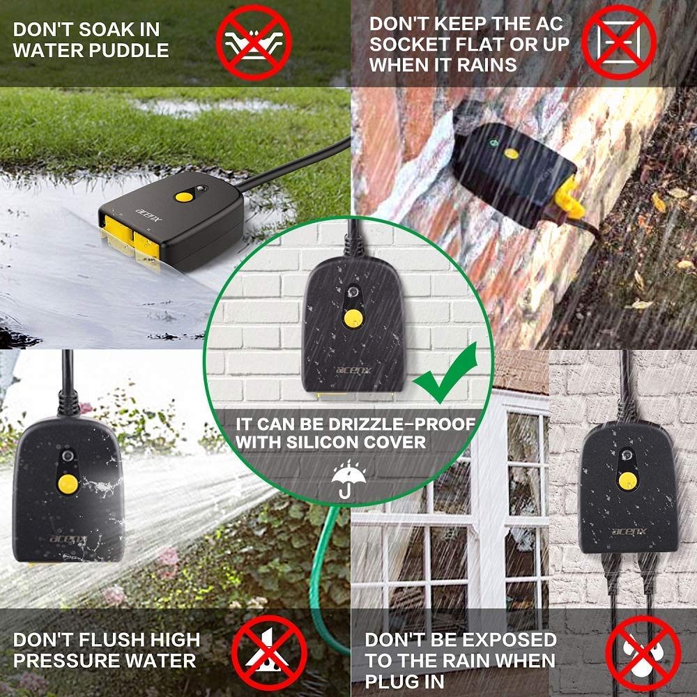 Acenx Outdoor Smart Plug Outlet Waterproof,Individual Control WiFi