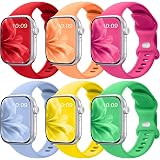 6 Pack Sport Band Compatible with Apple Watch Bands for Women Men, 38mm 40mm 41mm 42mm 44mm 45mm 46mm 49mm, Silicone Strap iWatch Band for Series 11 10 9 Ultra 8 7 6 5 4 SE 3 2 1