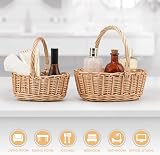 woodluv Storage Baskets Set of 2 Round Wicker Handles Natural view 7