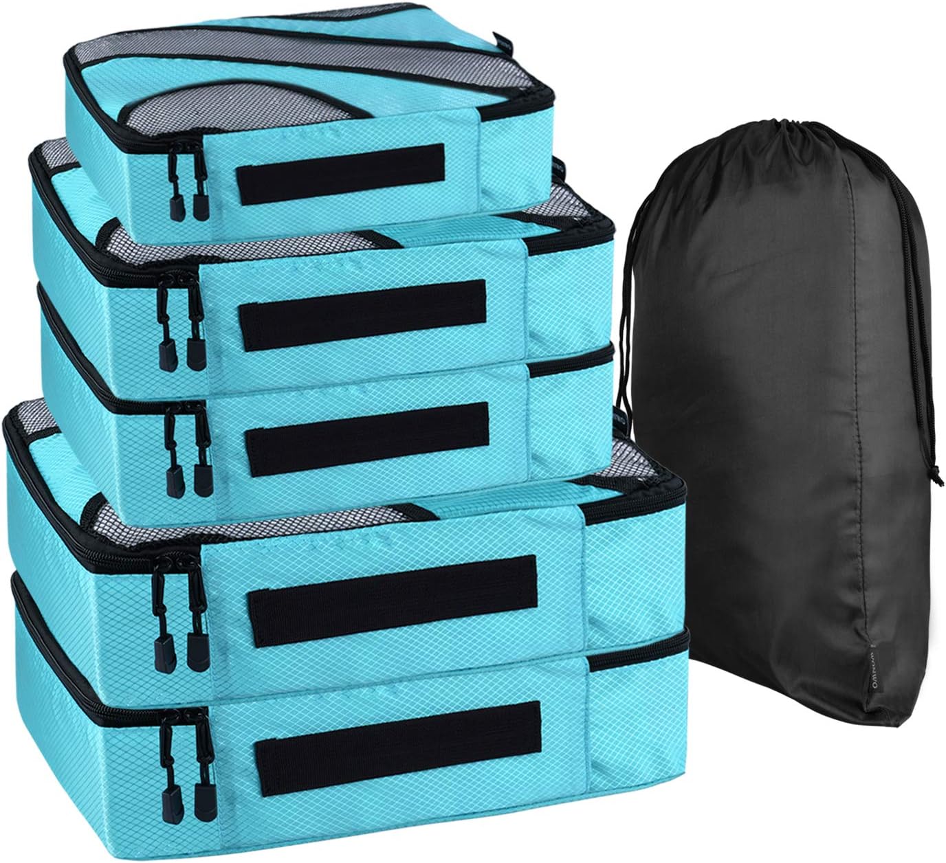 Wonwo Packing Cubes 6 Set Travel Luggage Organizers with Laundry Bag Shoe Bag for Travel Accessories - Blue