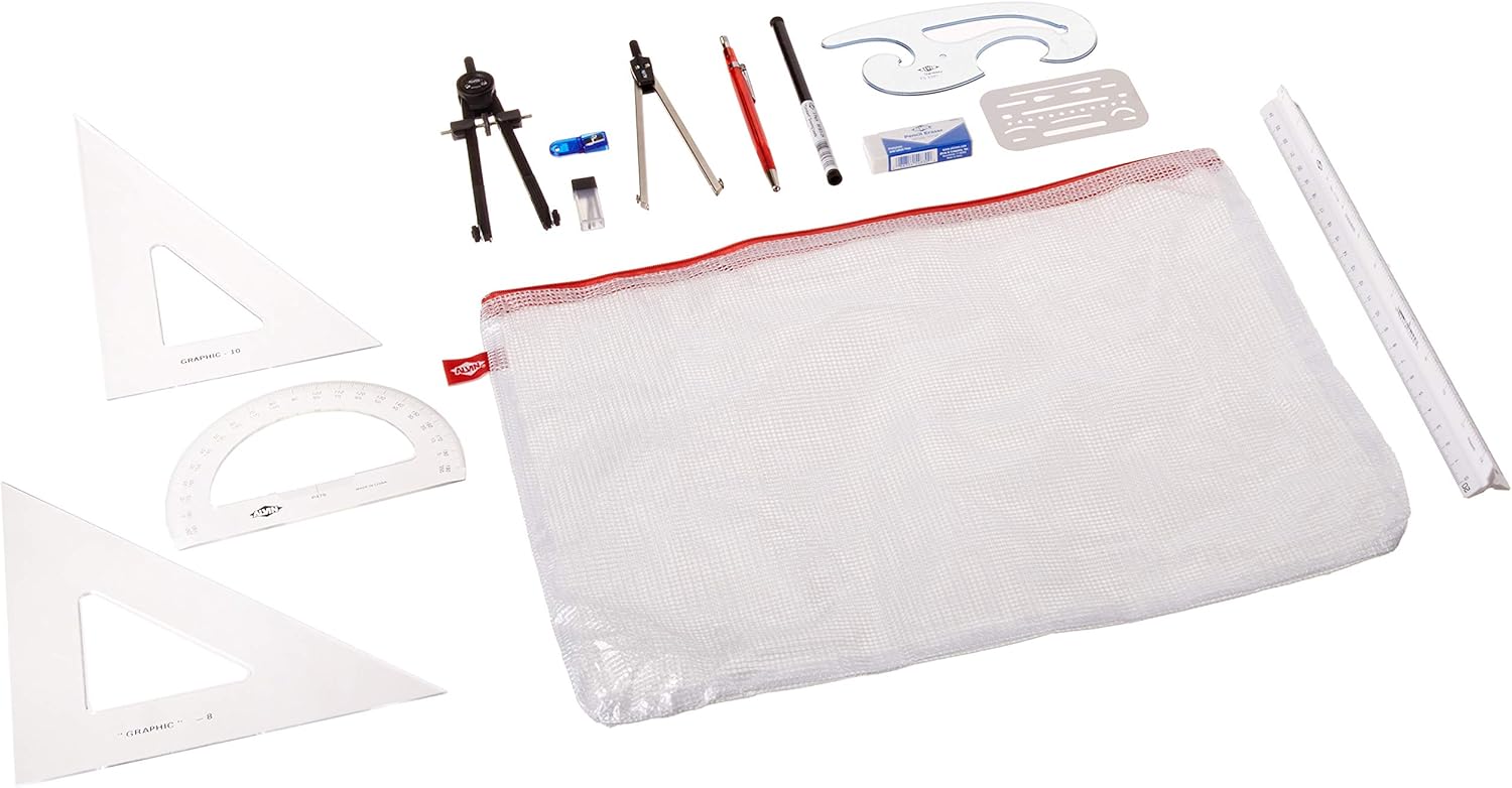 Alvin, BDK-1E, Basic Beginner’s Drafting Engineers' Kit, Drawing and Geometry Set : Drafting Tools : Office Products