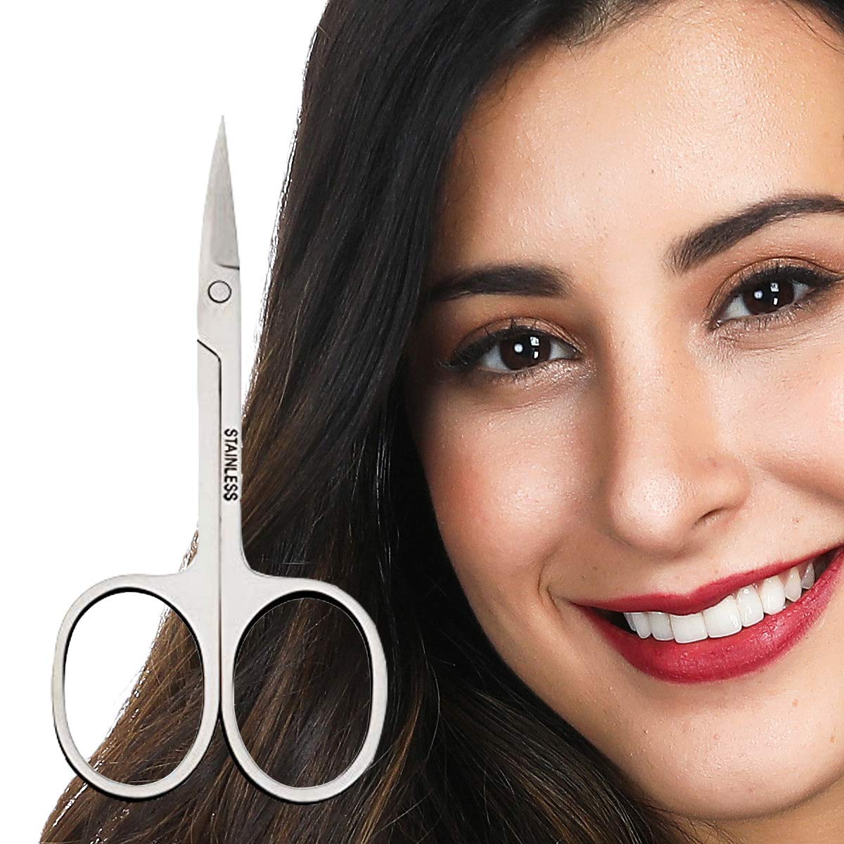 Eyebrow Scissors and Eyebrow Brush by AUMELO - Eyelash Extensions Shaping Curved Craft Stainless Steel Scissors for Your Beauty: Home Improvement