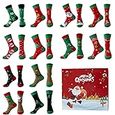 Sumrising Sok 6/12 Pairs Christmas Socks with Gift box for Women Men, calf cotton socks, Novelty Crazy Cute Fun Cozy Gifts