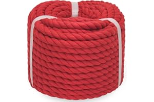 SINYLOO Red Cotton Rope 3/8 inch Twisted Craft Rope - Red Rope for Crafts Wall Hanging DIY Projects Christmas Decor (100 feet)
