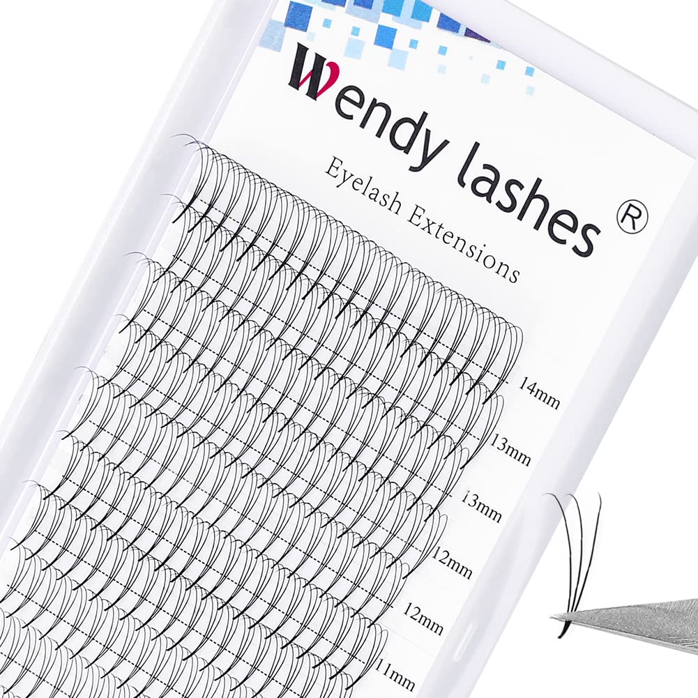 Pre Made Russian Lashes 3D Premade Fans Eyelash Extension D Curl 0.07mm Mixed Length 8-14mm Pre Fanned Russian Volume Lashes Middle Tap Volume Lash Extensions(3d-0.07-d-mix8-14)