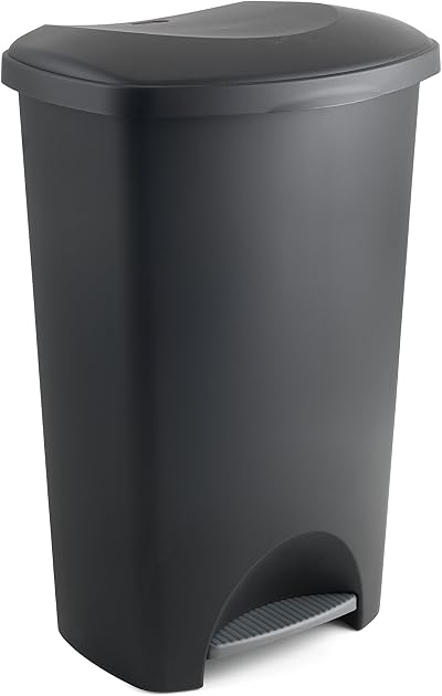 Addis Eco 50 Litre Plastic Pedal Bin All Black Recycled UK Made
