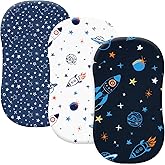 david's kids 3 Pack Bassinet Sheets, Ultra Soft Breathable Comfortable Baby Sheet Set for Boys Girls Neutral, Univeral Fit for Most Cradle and Bassinet Mattress, Space