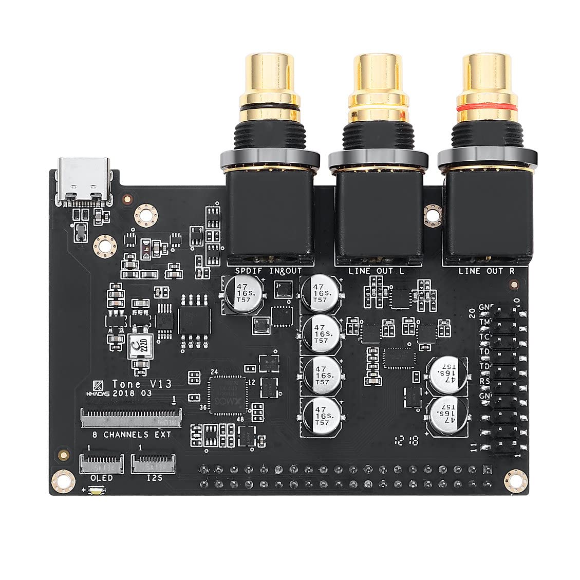 Khadas Tone1 External Sound Card,USB DAC Hi-Fi Applications 32-Bit/384KHz Stereo Mobile Audio, 120dB SNR DNR, XMOS XU208-128-QF48,High Resolution Audio Board for VIMs,PC,Audiophiles DIY(VIMS Edition)