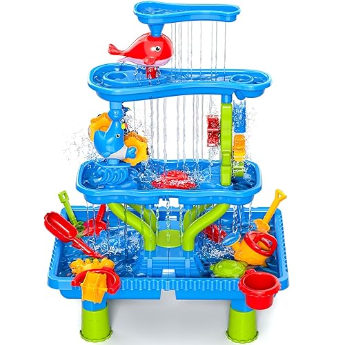 Doloowee Sand Water Table Toys for Toddlers Kids, 3-Tier Sand