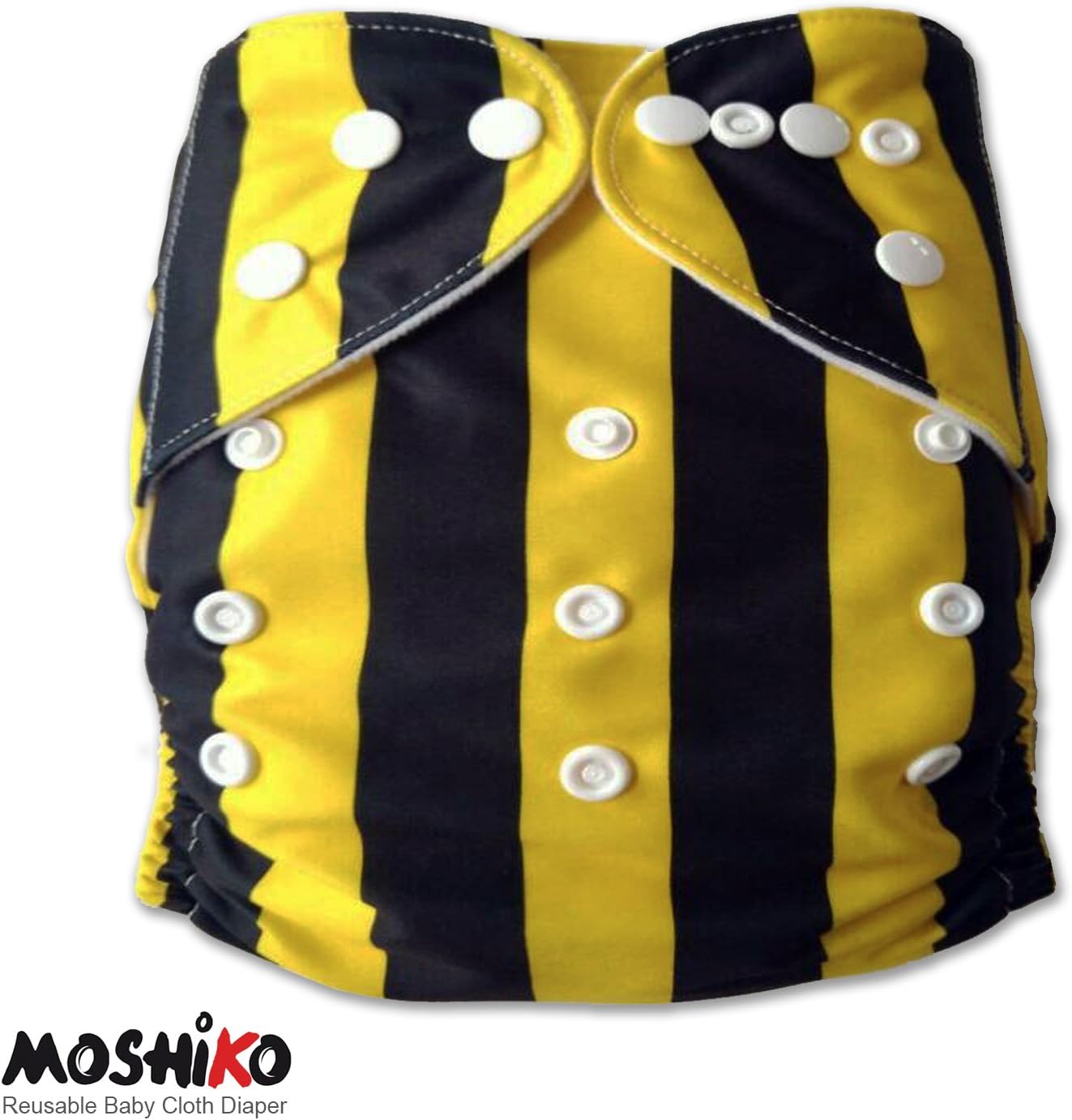 Reusable and Washable Pocket Baby Cloth Diaper Nappy by Moshiko (1 Diaper Cover + 1 FREE Insert) - All in One Size with Adjustable Snaps Fits Babies from Newborn thru Toddlers!