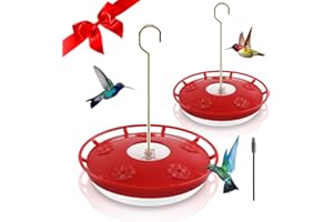 FEED GARDEN 2 Pack 16 OZ Hummingbird Feeders for Outdoor 5 Feeder Ports Ant Bee Proof Leak-Proof Cleaning Brushes Nectar Easy Clean Fill Bird Feeder for Garden Red Décor for Mom