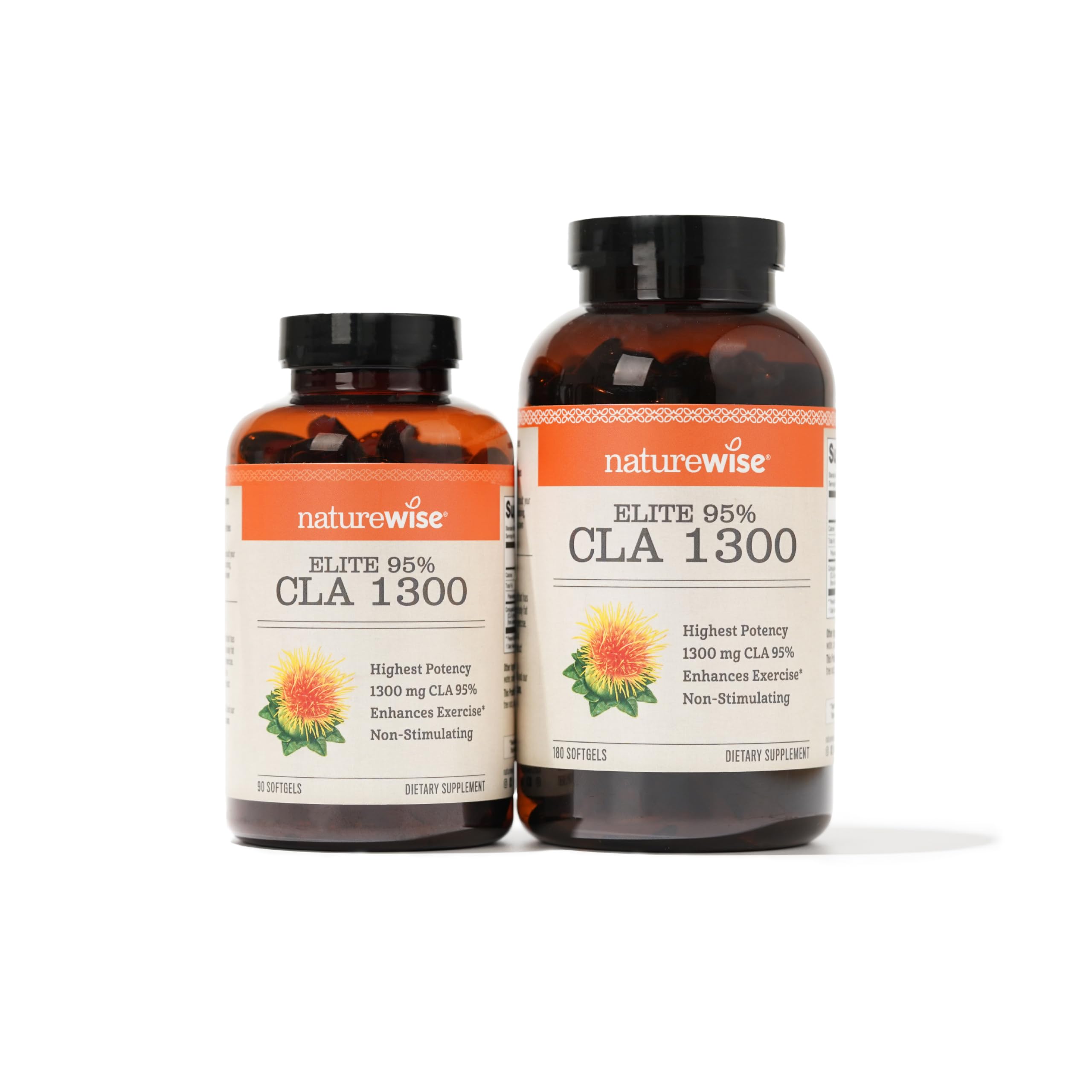 NatureWise CLA 1300 - 95% Active Conjugated Linoleic Acid for Women and Men, Not Stimulating, Supports Weight & Fitness Goals - Non-GMO, Gluten Free - 90 Softgels[1-Month Supply]