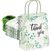Sparkle and Bash Gift Bags with Handles - Pack of 50 10 x 8 x 4 In White Floral Paper Thank You Gift Bags - Bulk Party, Wedding & Baby Shower Favors