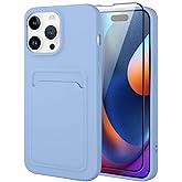 MZELQ Compatible with iPhone 15 Pro Case TPU Card Holder Wallet Cover,Camera Protection + Screen Protector Soft Card Slot Phone Case -Purple