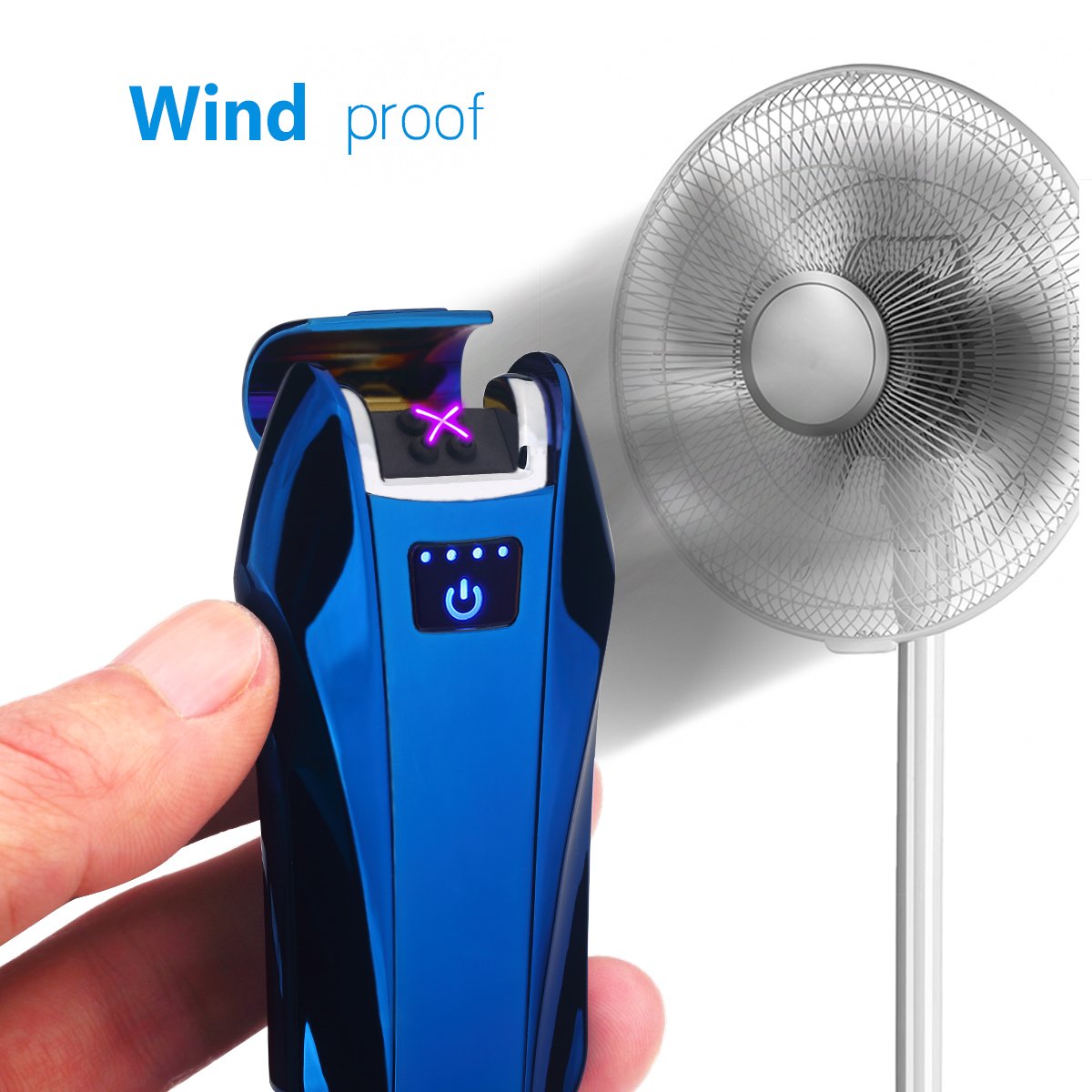 GreenGrass Elektro Feuerzeug USB, Elektrisch Dopple Lichtbogen Plasma Lighter,Elektronisches Aufladbar Winddichte Flammenlose Feuerzeug Geschenkbox (Metall blau)