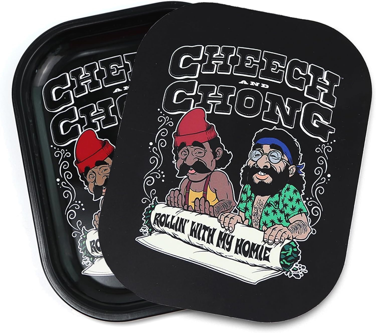 Photo 1 of FANVANAI Metal Tray with Soft PVC Magnetic Lid Small Cute Decorative Tray Ideal Storage for Home or on The Go, 7"" x 5.5"" (Matte Black)