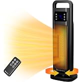 COMFORT ZONE 26" Digital Oscillating Tower Heater with Remote - Black | Features an adjustable thermostat (50&deg;F-90&deg;F), extra-large LED display, 24-hour timer, and a convenient remote control.
