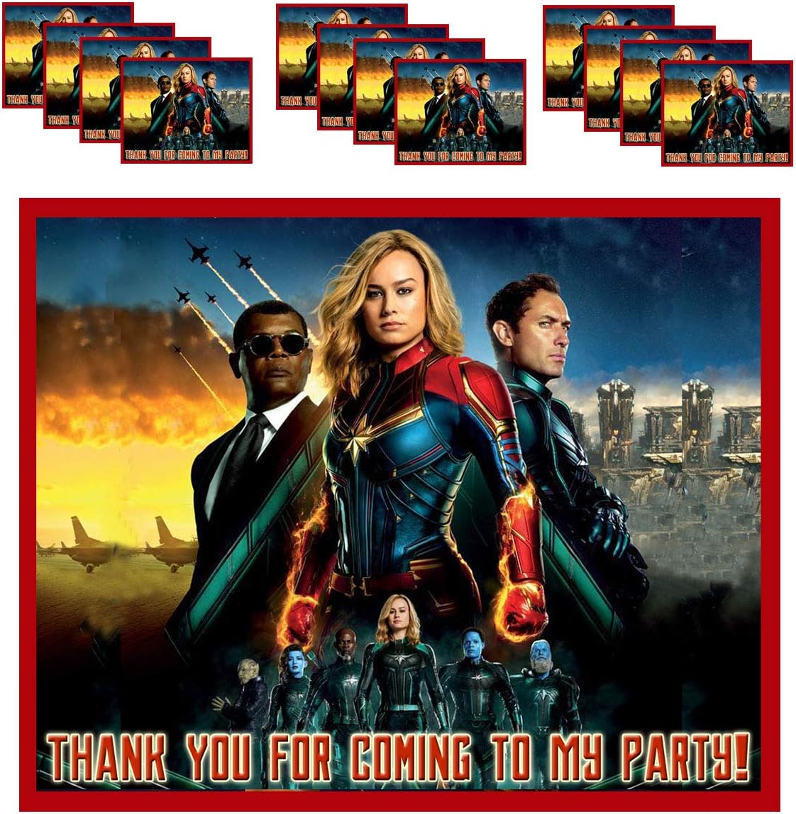 Captain Marvel Avengers Movie Stickers Party Favors Supplies Decorations Gift Bag Label Stickers ONLY 3.75" x 4.75" -12 pcs Comics