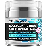 SimplyVital Collagen, Retinol & Hyaluronic Acid Cream - Anti-Aging Face Moisturizer for Face, Neck & Décolleté - Made in USA,