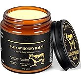Beef Tallow for Skin,Tallow and Honey Balm for Face,Grass Fed Beef Tallow for Body,Raw Wild Honey Deeply Moisturizing.(4.23oz /120g)